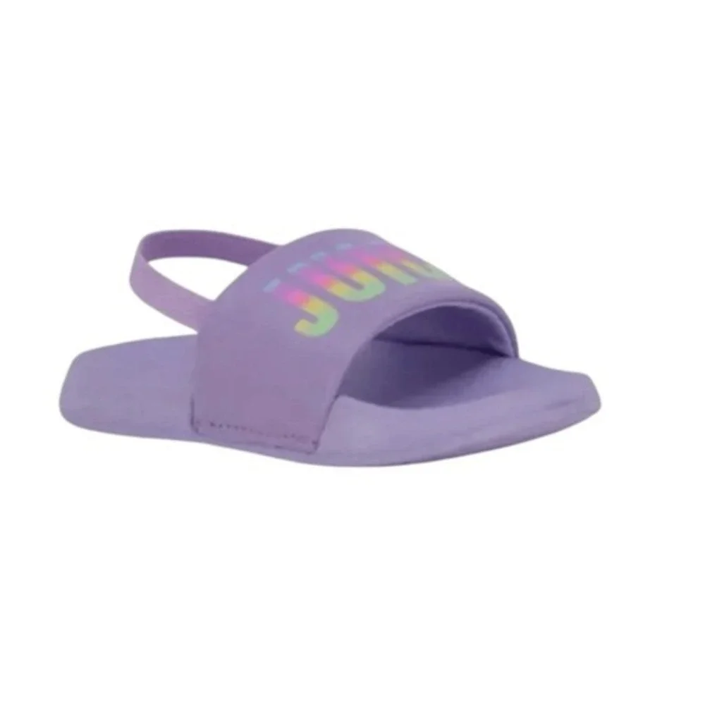 Juicy‎ Couture Kids Girls Lilac Rainbow Logo Slides Slingback Sandals